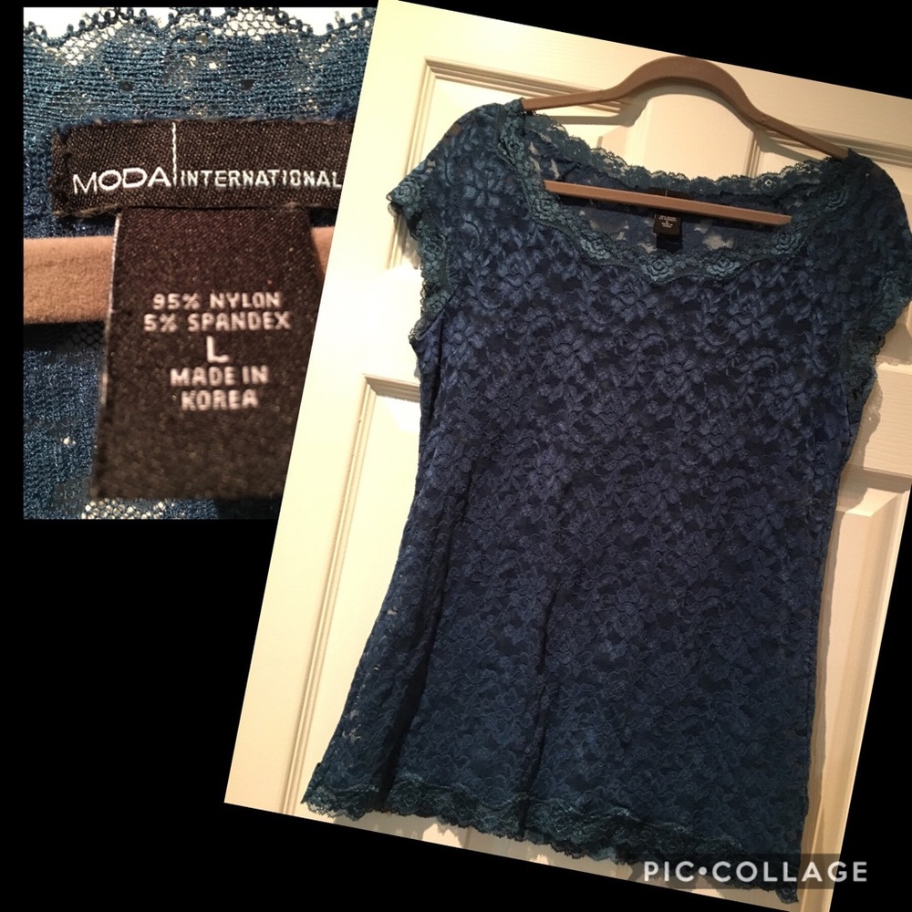 MODA international Sheer lace blouse size L